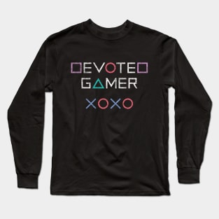 Devoted Gamer (White Text on Black) Long Sleeve T-Shirt